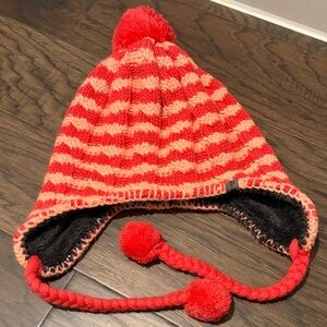The North Face Kids Red and Pink Pom-Pom Hat